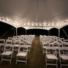 Load image into Gallery viewer, 20x40 High Peak Tent Rental Massachusetts with lights and chairs
