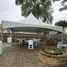Load image into Gallery viewer, 40 person package tent rental on patio