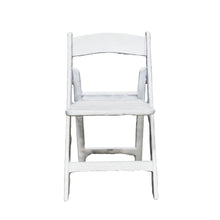 Load 3D model into Gallery viewer, White Folding Garden Resin Chair Rental
