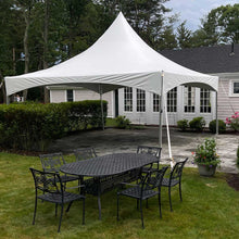 Load image into Gallery viewer, 20x20 High Peak Frame Tent Rental on patio in Massachusetts