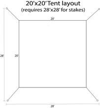 Load image into Gallery viewer, 20X20 High Peak Tent Rental Layout
