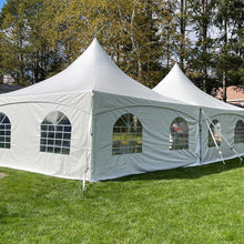 Load image into Gallery viewer, 80 Person Party Package Rental Massachusetts 20x40 High Peak Tent without sidewalls outside View