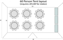 Load image into Gallery viewer, 60 Person Tent Party Package Layout 1
