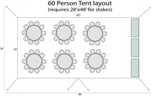 Load image into Gallery viewer, 60 Person Tent Party Package Layout 1