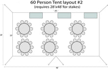 Load image into Gallery viewer, 60 Person Tent Party Package Layout #2