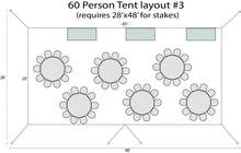 Load image into Gallery viewer, 60 Person Tent Party Package Layout #3