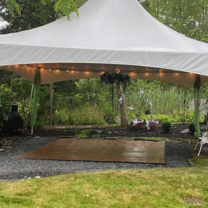 12x12 Dark Maple Dance Floor & 20x20 Tent Rental Bundle