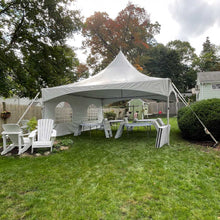 Load image into Gallery viewer,  40 person Party Package Rental Massachusetts 20x20 High Peak Tent  nice chairs
