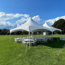 Load image into Gallery viewer, 80 Person Party Package Rental Massachusetts 20x40 High Peak Tent without sidewalls 
