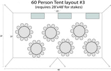 Load image into Gallery viewer, 60 Person Tent Party Package Layout #3
