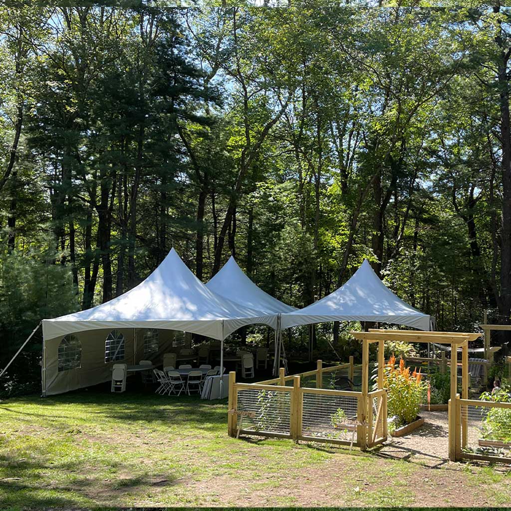 20x60 L Shape High Peak Tent Rental in Massachusetts custom options