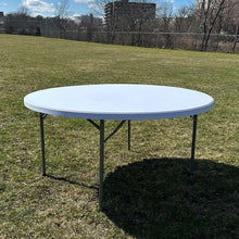 Load image into Gallery viewer, 5FT Round Plastic Table Rental Massachusetts on Grass
